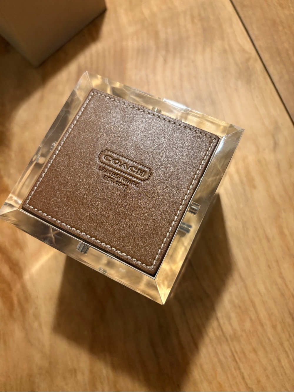 Coach Brown Leather Watch Box with Clear Acrylic Frame